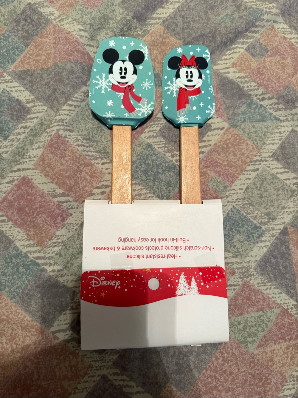 Disney Teal and Red Mickey & Minnie Holiday Spatula Duo